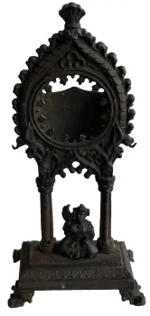 Antique metal Victorian watch stand oriental figure in the form of a temple