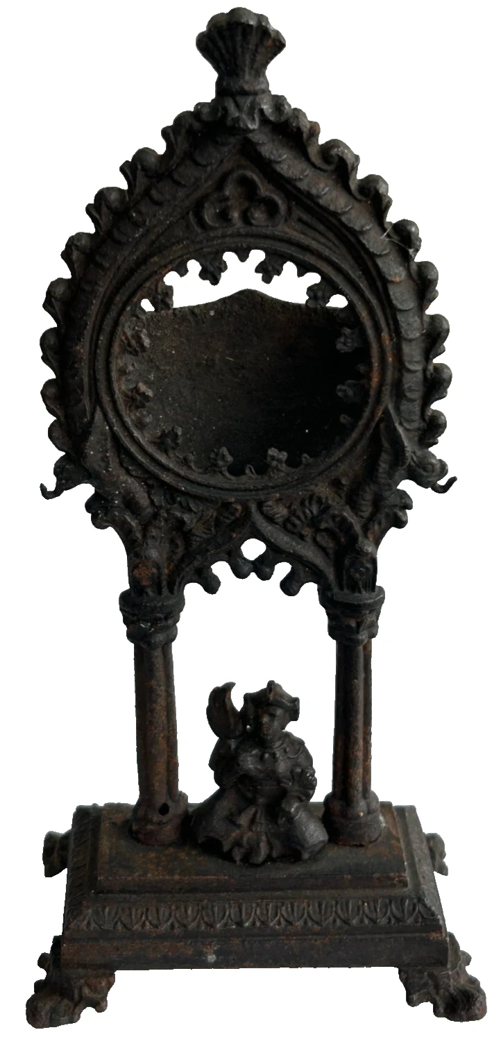 Antique metal Victorian watch stand oriental figure in the form of a temple