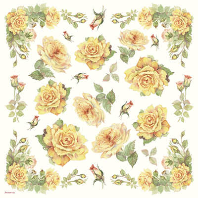 DFT056 Yellow Tea Rose Decoupage Tissue Paper