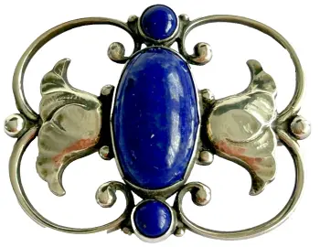 A Georg Jensen Brooch Pin 236B Lapis Sterling Silver