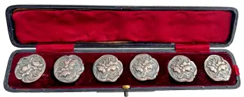Antique Art Nouveau sterling silver buttons hallmarked 1908 Henry Matthews