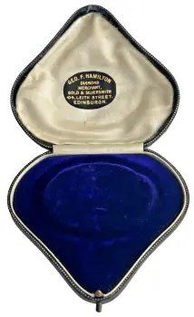 Antique jewellery display box heart shaped midnight blue velvet bracelet locket