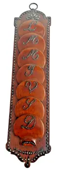 Antique carved wood wooden treen Victorian French letter rack cut steel
