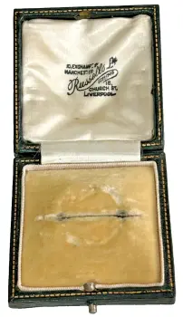 Antique jewellery display box Brooch Pin Russells Ltd Liverpool