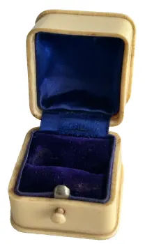 Antique jewellery display ring box Celluloid Ivorine blue velvet & Silk interior