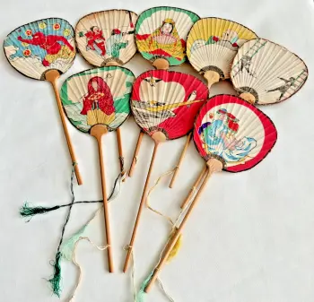 Antique or Vintage Japanese miniature paper hand fans