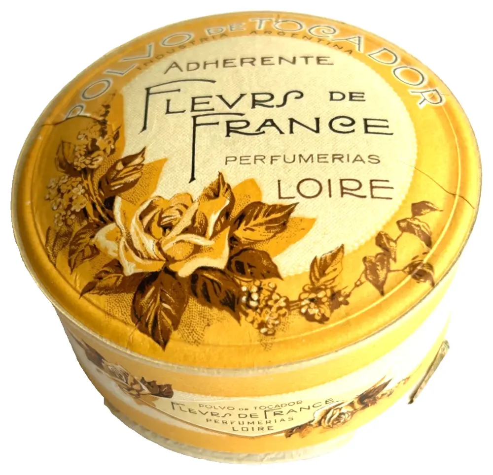 Vintage Antique Fleurs De France Loire powder box Art Deco full and sealed