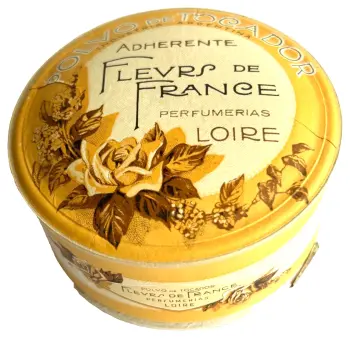 Vintage Antique Fleurs De France Loire powder box Art Deco full and sealed