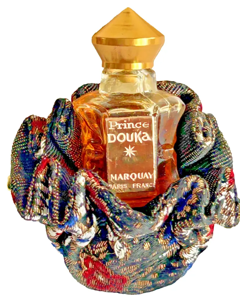 Vintage miniature glass perfume scent bottle sealed & box Prince Douka Marq