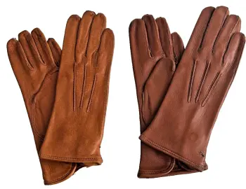 Antique early 20th Century brown French childrens small kid leather gloves x 2