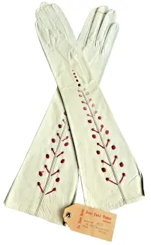 Antique early 20th Century white kid leather Emile Perrin French gloves