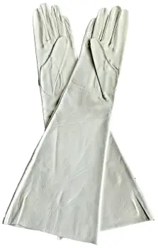 Antique 1930s cream colour kid leather long evening gloves