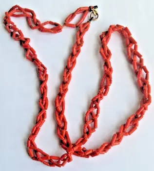 Vintage coral woven rope necklace