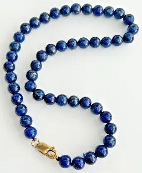 9ct gold clasp Lapis Lazuli bead necklace
