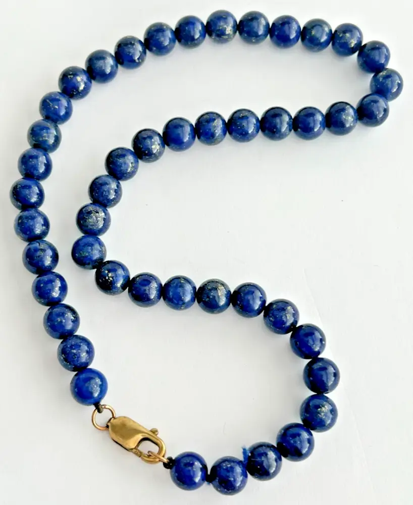 9ct gold clasp Lapis Lazuli bead necklace