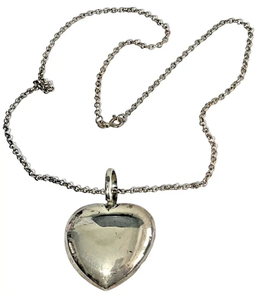 Large heart pendant Sterling silver 925 belcher chain necklace 925