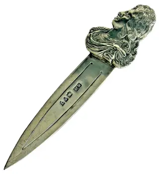 Antique Victorian sterling silver hallmarked bookmark classical bust C1894