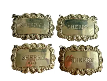 4 x sterling silver hallmark hallmarked sherry wine bottle labels label