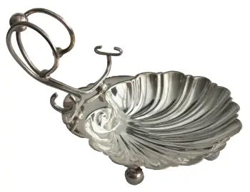 Antique vintage silver plated shell jam or butter dish