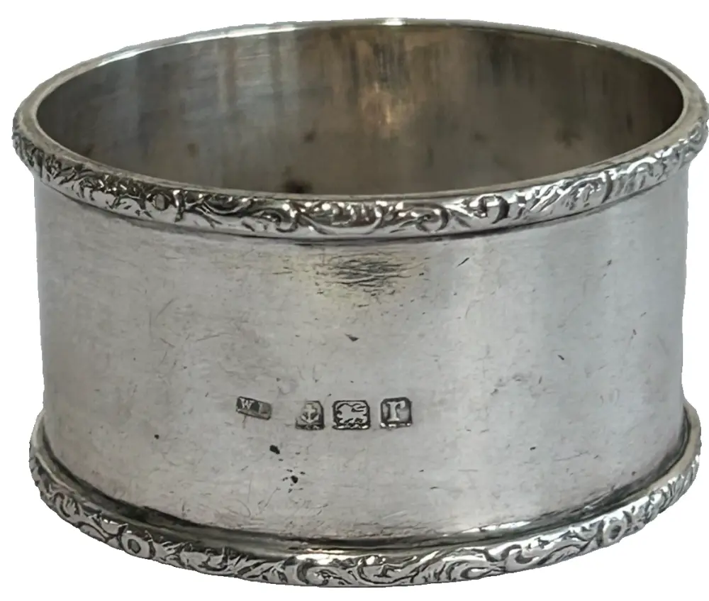 Antique sterling silver hallmarked napkin ring Birmingham 1919 23.6 grams