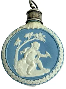 Antique early Wedgwood Georgian silver top perfume scent bottle Putti