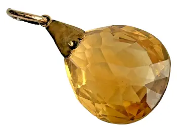 Antique multi faceted Citrine drop necklace pendant 9ct gold bale