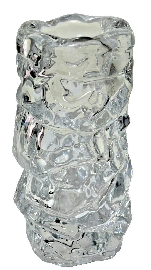 Vintage Reijmyre Glasbruk Swedish Art Glass Vase Ice design Mid Century