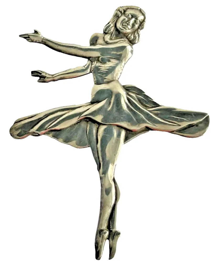 Vintage sterling silver brooch pin Ballerina Ballet Dancer hallmarked 1946