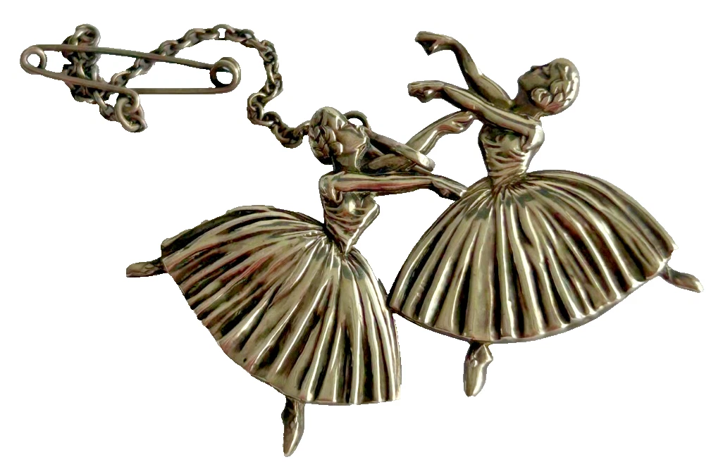 A Vintage sterling silver brooch pin Ballerina Ballet Dancer hallmarked 194