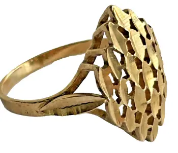 Vintage bright cut hallmarked 9ct 375 gold ring retro style