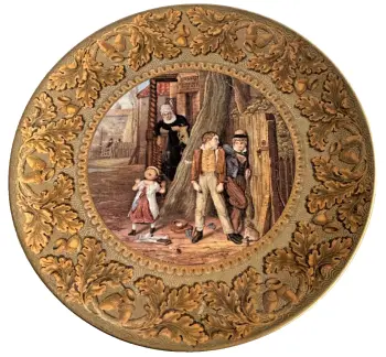 Antique Victorian Prattware ceramic plate The Bully design Exhibition