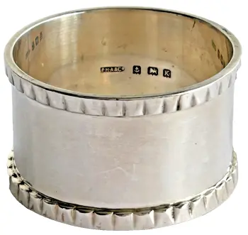 Vintage Sterling Silver napkin ring hallmarked 1934 F H Adams & Co