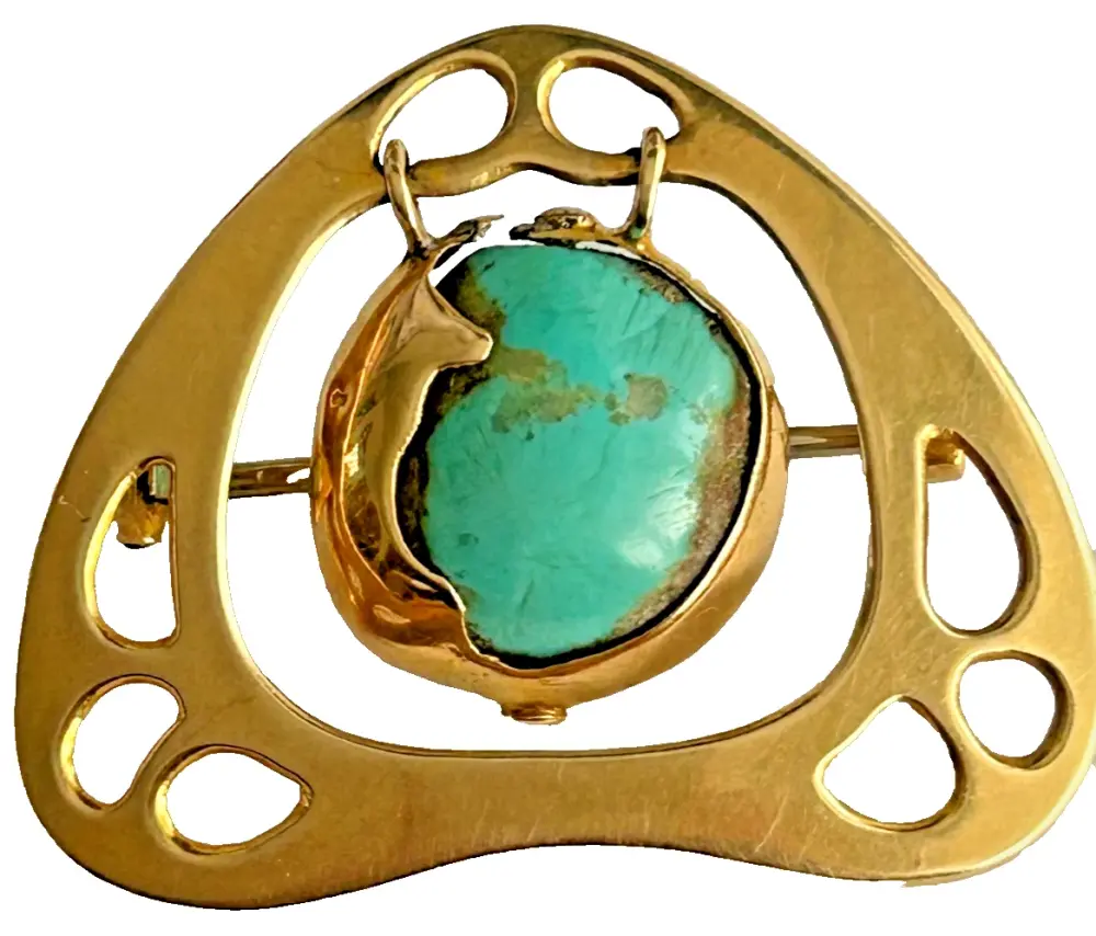 15 ct gold Arts & Crafts brooch pin by Murrle Bennett & Co