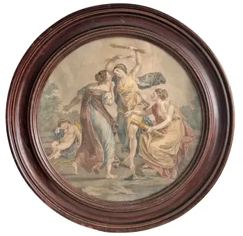 Antique Georgian Bertolozzi print Cupids & The Graces original frame