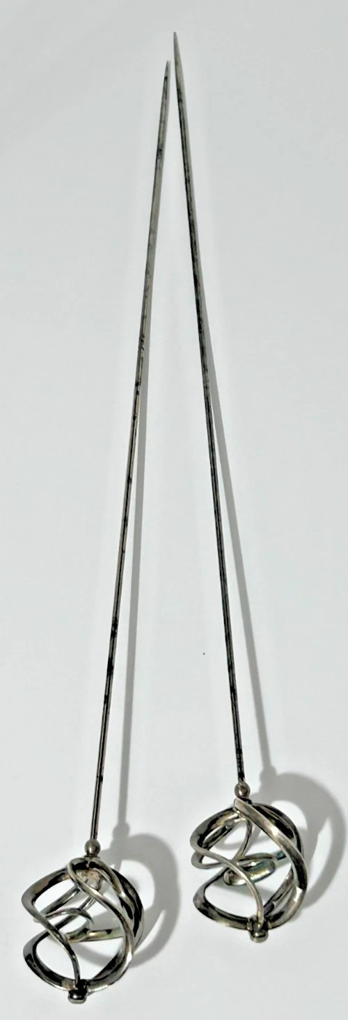 Antique sterling silver hat pin pair hallmarked Charles Horner Chester 1923