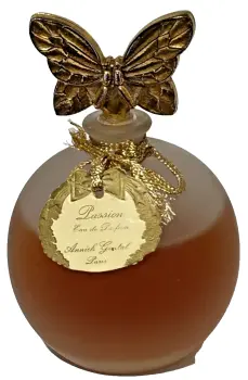 Vintage C1984 glass perfume scent bottle Passion Annick Goutal butterfly stopper
