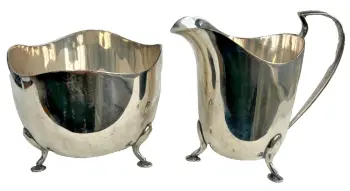 Antique silver plated cream milk jug sugar bowl Sheffield John Turton & Co