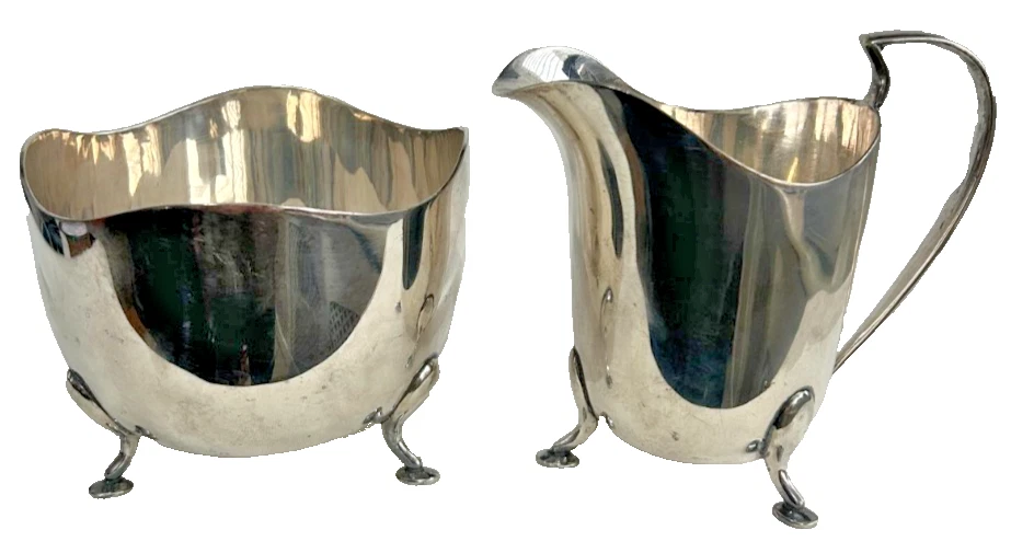 Antique silver plated cream milk jug sugar bowl Sheffield John Turton & Co