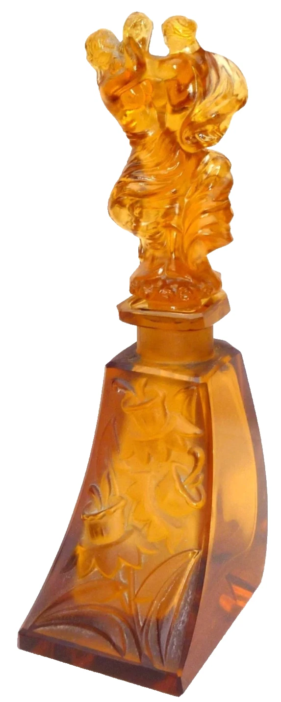 Antique Art Deco Czech perfume scent bottle dancing couple figural stopper