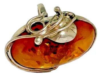 Art Nouveau style Baltic Amber sterling silver 925 Polish dress ring