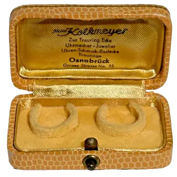 Vintage earring earrings fitted jewellery display box mustard coloured German