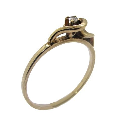 9ct gold & Diamond Artisan Arts & Crafts style ring