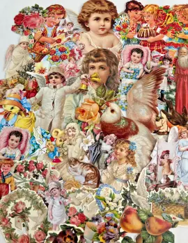 Decoupage Victorian style Paper scraps x 40 ladys angels flowers cats horses