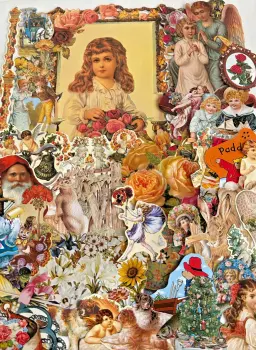 Decoupage Victorian style Paper scraps x 40 ladys angels flowers fans santa