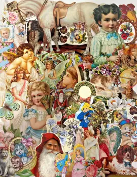 Decoupage Victorian style Paper scraps x 40 ladys babys flowers dogs cats