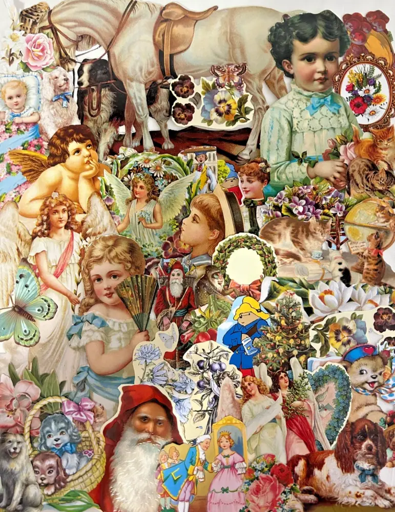 Decoupage Victorian style Paper scraps x 40 ladys babys flowers dogs cats