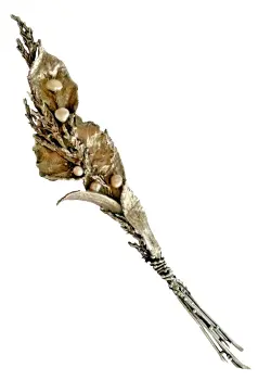 Artisan large vintage retro sterling silver corsage cultured pearl brooch pin