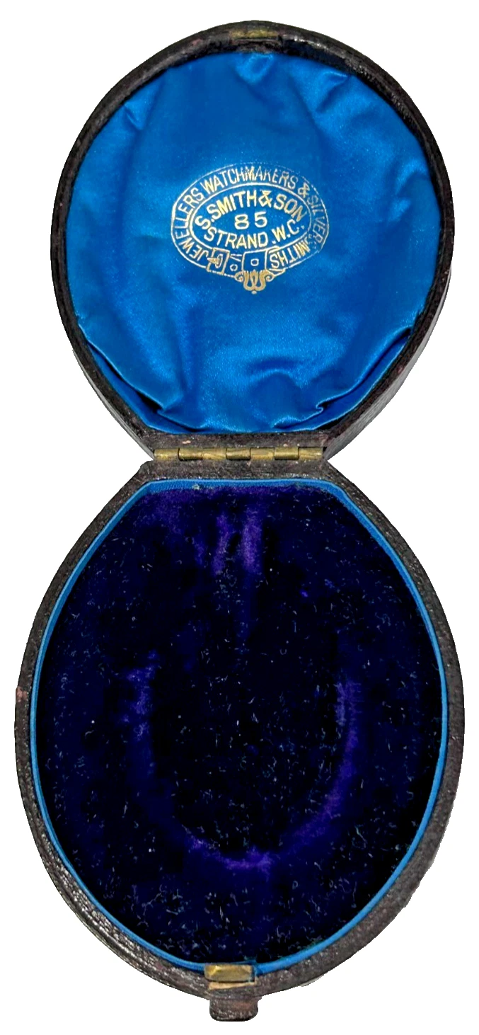 Antique locket pendant jewellery display box blue velvet
