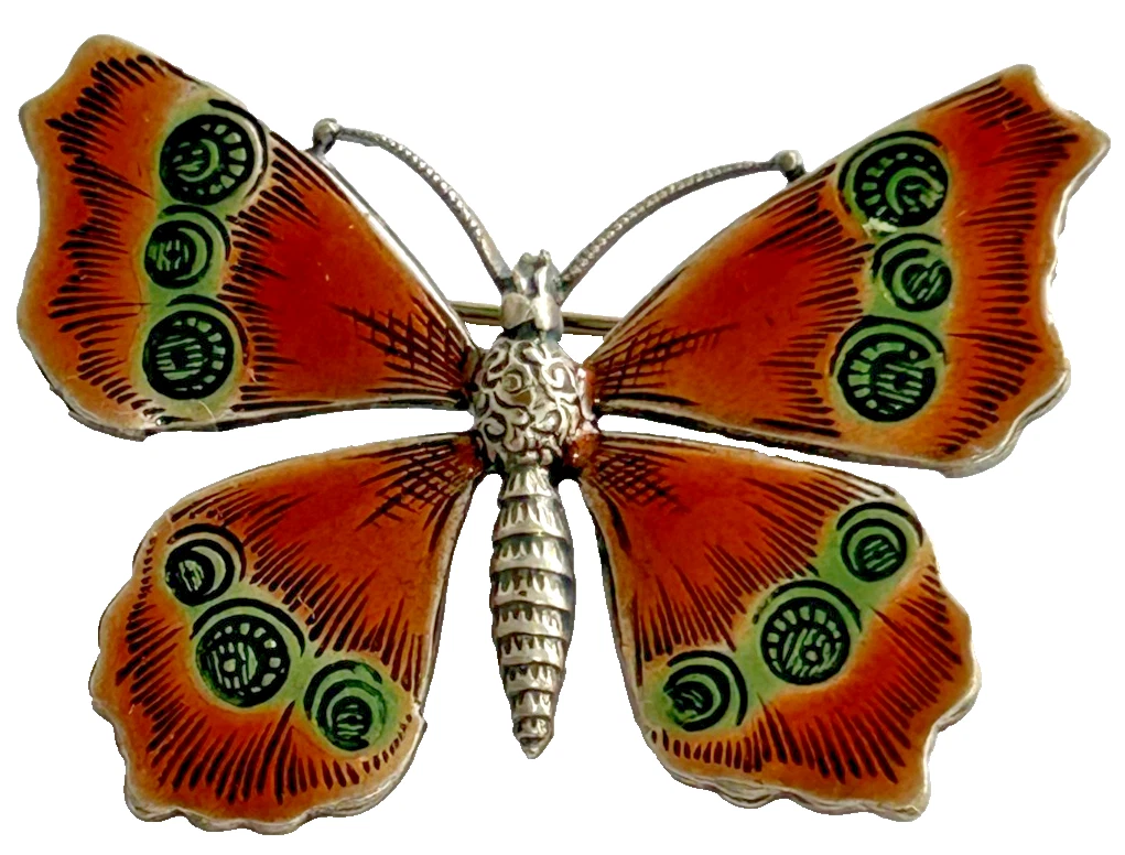 enamel enamelled signed Catherine Popesco butterfly brooch pin France Frenc