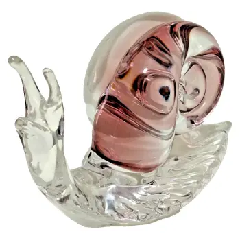 Vintage Art Glass Murano snail figure pink white